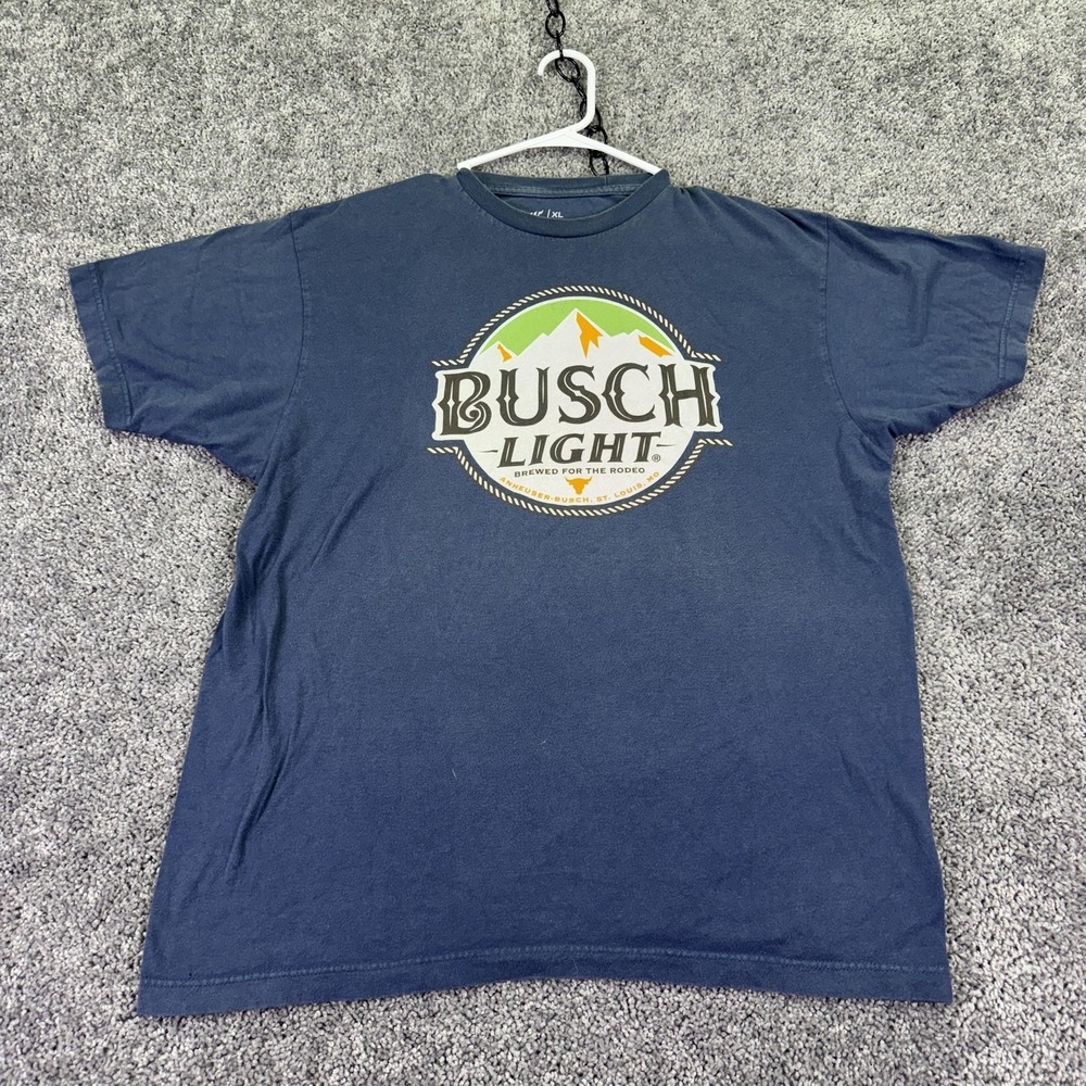 Brew City Shirt Mens XL Blue Busch Light Rodeo Graphic Tee Beer Tagless